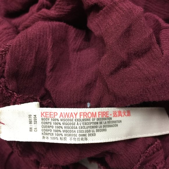 Free People Slip Dress Sz M Red Burgundy Trapeze V-Neck Studded Cross Ba… - Picture 15 of 16